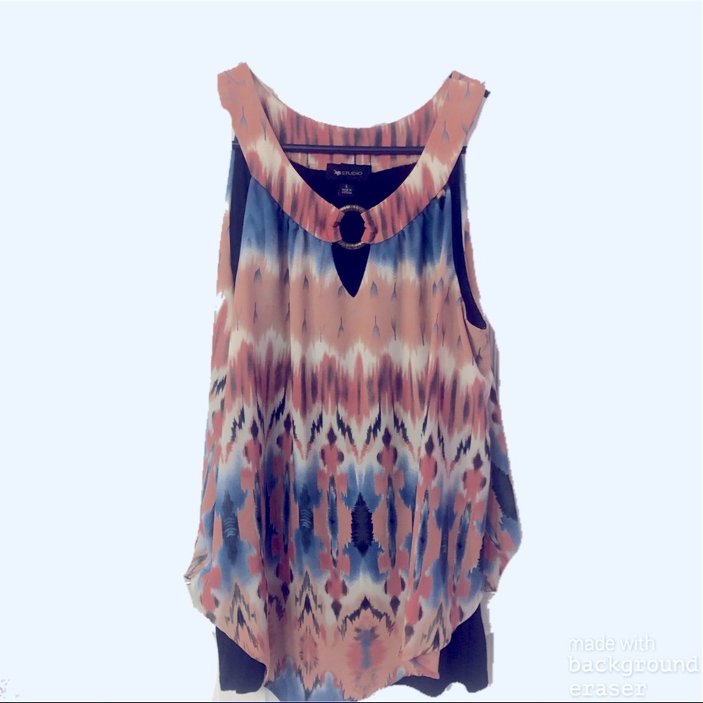 AB Studio Coral Blouse with Bronze Detail, L